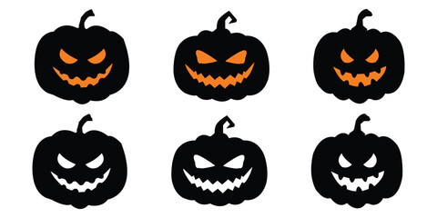 Black Halloween pumpkin set, Scary Pumpkin Face SVG Bundle, Pumpkin Face Clipart, Pumpkin Face DXF, Pumpkin Face Vector, Pumpkin Face png, Halloween face svg, Scary Faces