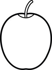 Simple Black and White Outline of a Fresh Apple with a Stem