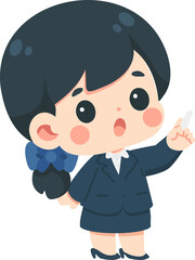 Cartoon Businesswoman Giving Advice