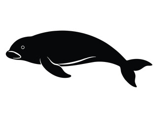 Obraz premium dugong swimming silhouette vector icon