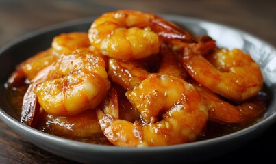 shrimp cooked in a rich, glossy sauce