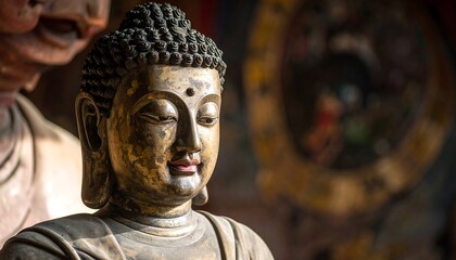 Close-up of a golden Buddha statue