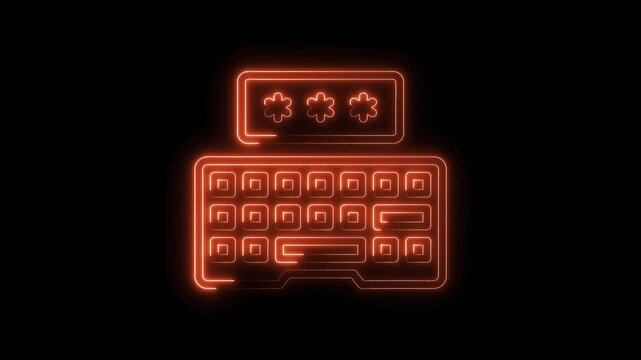 Glowing neon pin pad interface for digital security and authentication concept