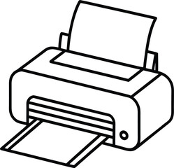 printer with paper sheet illustration on transparent background
