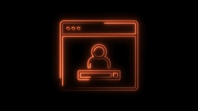 Orange neon login interface design on black background for website security and user access