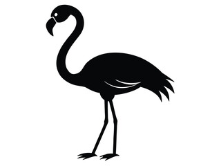 flamingo standing silhouette vector icon
