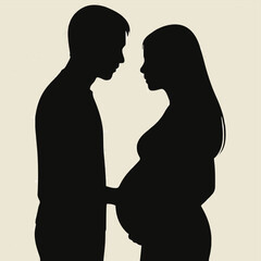 Intimate Expecting Couple Silhouette Tender Maternity and Pregnancy Partnership Vector