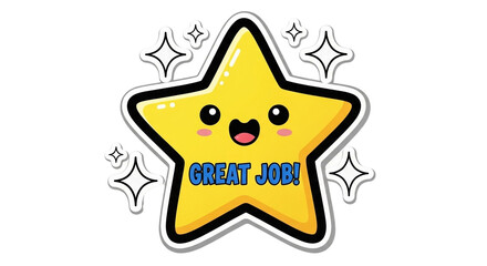 Cute Reward Badge Star Sticker PNG for Students