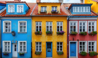 Obraz premium Colorful houses in the old town of Warsaw Poland