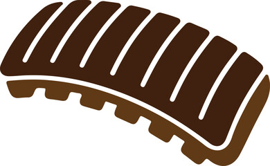 grilled ribs silhouette bbq design, barbecue rib rack food vector, smoked ribs meat icon illustration