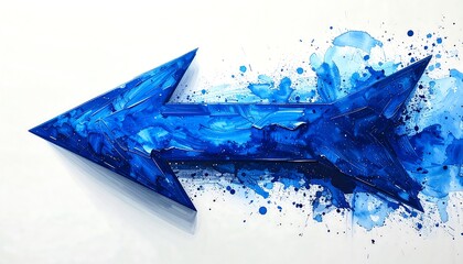 Abstract arrow in vibrant blue, splatter