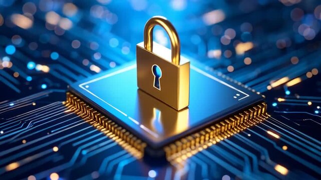 Golden lock on a circuit board