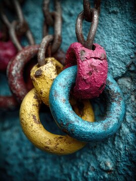 Rusty rings, colorful chains