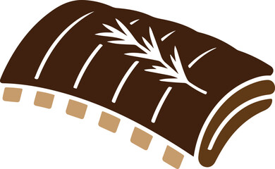 grilled ribs silhouette bbq design, barbecue rib rack food vector, smoked ribs meat icon illustration