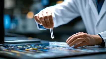 German forensic analyst’s gloved hands examining DNA samples in a crime lab precision investigative science sterile evidence handling advanced forensic technology meticulous - Powered by Adobe