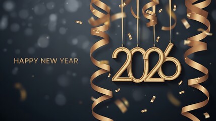  Happy New Year 2026, web banner, poster, header, template, new year celebration template, created with generative ai