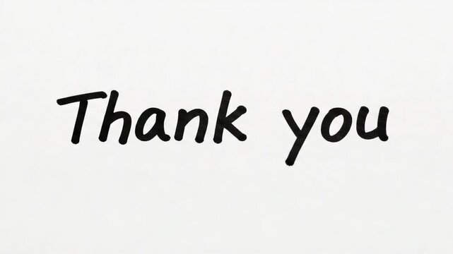 Thank You Text Animation on White Background