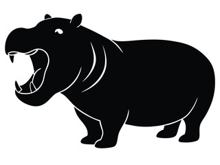 hippo yawning silhouette vector icon
