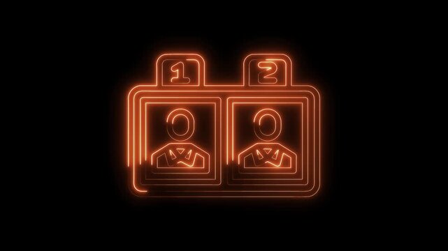 Animated neon player scoreboard graphics on black background for esports and gaming