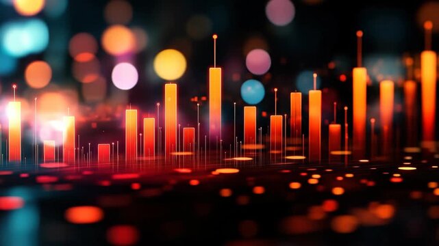 Dynamic Colorful Data Visualization with Bokeh Effect and Vibrant Light Patterns for Creative Business Insights