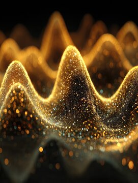 Golden, textured, wavy surface, digital art