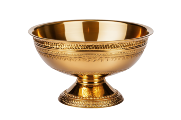 Ornate golden trophy with intricate engravings isolated on transparent background. Winner golden trophy cup isolated on white background.