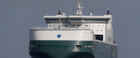 MARITIME TRANSPORT - A Roll-on-Roll-off ship sails to the sea
