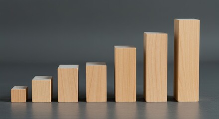 Wooden blocks representing financial growth and business success