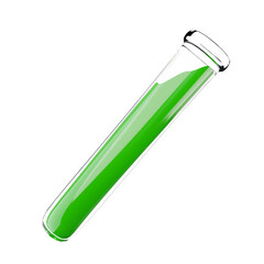 Green Liquid in Glass Test Tube on Transparent Background