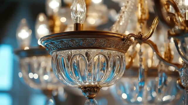 A detailed view of a decorative lighting fixture with multiple lights