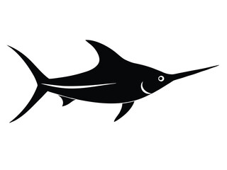 marlin swimming silhouette vector icon