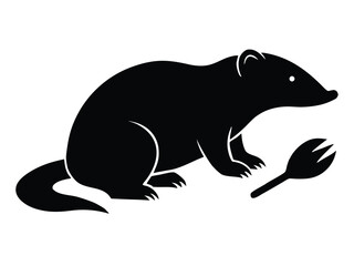 mole digging silhouette vector icon