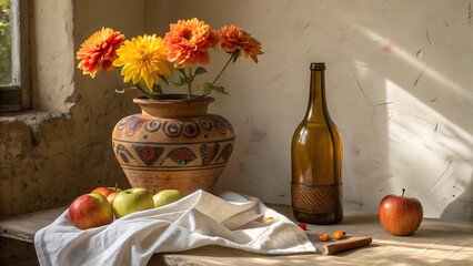 Rustic Still Life With Orange