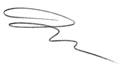 Hand drawn black pencil lines, circles, stripes and squiggly lines on transparent background.