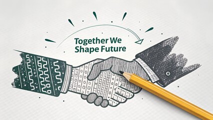 Handshake illustration depicting business agreement and future plans