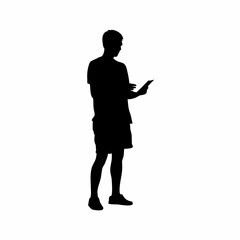 Campaign worker silhouette guiding new learners to form sentences isolated on white background