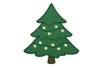 Fototapeta premium Cartoon christmas tree with glowing lights, celebrating winter holiday traditions and festive season decorations
