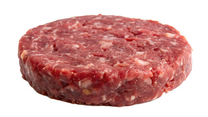 raw halal beef burger patty on transparent background. raw beef patty png