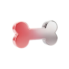 Red and silver dog bone shape, isolated on transparent background