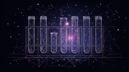 Abstract scientific research with glowing test tubes in a futuristic laboratory setting, exploring innovation and technology