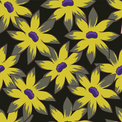 Exotic hand drawn flowers, seamless patterns with floral for fabric, textiles, clothing, wrapping paper, cover, banner, home decor, abstract backgrounds. Vector illustration
