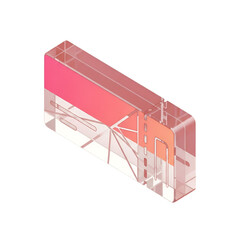 Abstract 3d geometric shape with pink gradient and transparent material isolated on transparent background