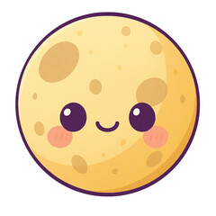Fototapeta premium Cute kawaii full moon with smiling face and rosy cheeks 