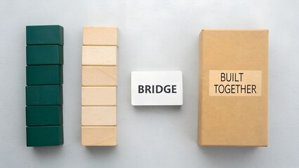 Wooden Blocks and Bridge Concept Building Together