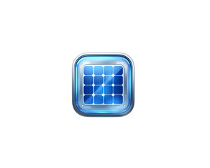 Glossy blue solar panel icon isolated on transparent background 