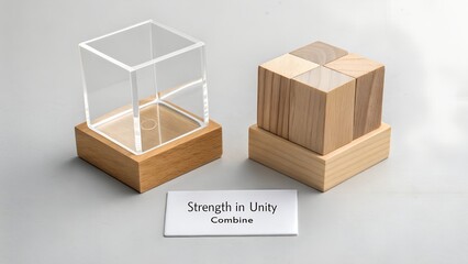 Wooden Cubes Demonstrating Strength in Unity and Combined Blocks
