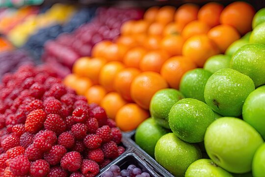 Fresh fruit display in a market