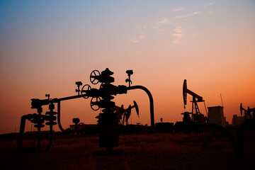 Oil pipeline valves in the oil and gas industry.