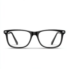 Fototapeta premium A pair of stylish black glasses with a clear lens. These glasses exude a modern aesthetic and can be used for various purposes