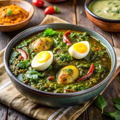 spinach egg curry is an indian non vegetarian dish
